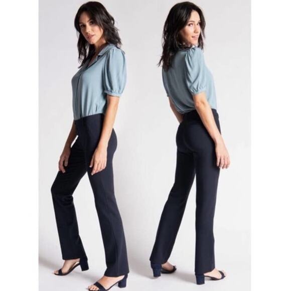 BetaBrand Straight-Leg Classic Dress Pant Yoga Pants Navy Blue Size XL Petite - Picture 5 of 15